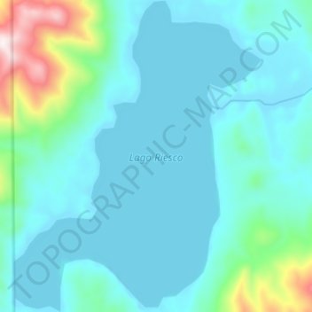 Mapa topográfico Lago Riesco, altitud, relieve