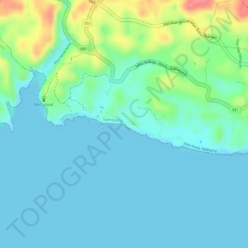Mapa topográfico Pantai Porok, altitud, relieve