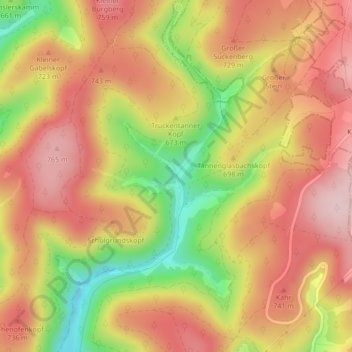 Mapa topográfico Tanne, altitud, relieve