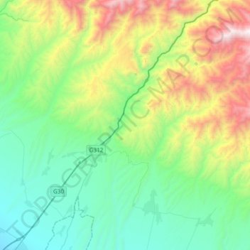Mapa topográfico 果子沟, altitud, relieve