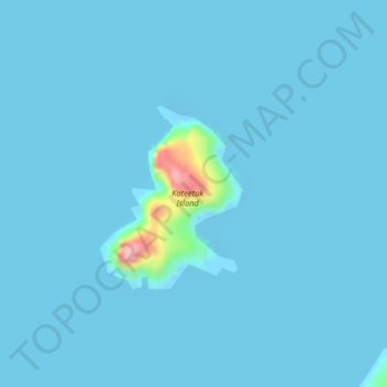 Mapa topográfico Kateetuk Island, altitud, relieve