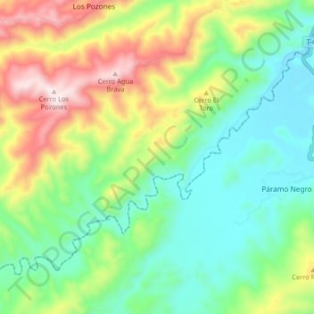 Mapa topográfico Río Urama, altitud, relieve