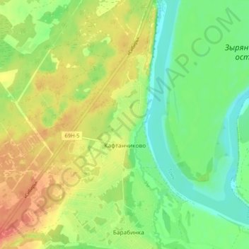 Mapa topográfico Кафтанчиково, altitud, relieve