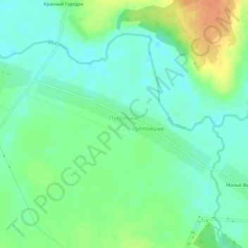 Mapa topográfico Пустотино, altitud, relieve