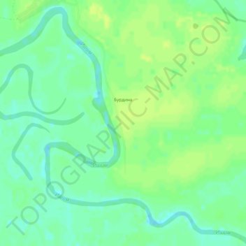 Mapa topográfico Бурдина, altitud, relieve