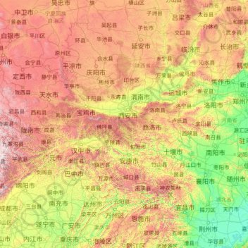 Mapa topográfico 秦岭, altitud, relieve