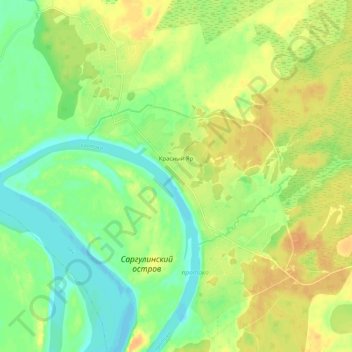 Mapa topográfico Красный Яр, altitud, relieve