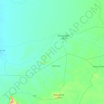 Mapa topográfico Batha واد البطحة, altitud, relieve