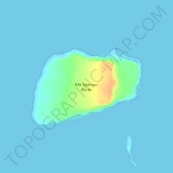 Mapa topográfico Isla Seymour Norte, altitud, relieve