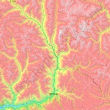 Mapa topográfico 察隅河, altitud, relieve