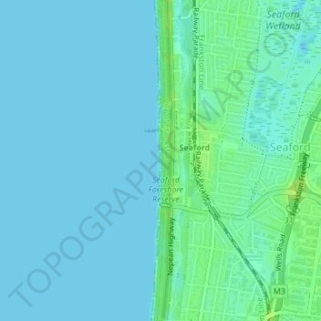 Mapa topográfico Seaford Beach, altitud, relieve