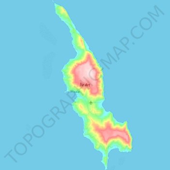 Mapa topográfico Île Art, altitud, relieve