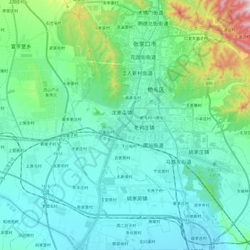 Mapa topográfico 清水河, altitud, relieve