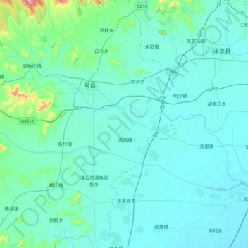 Mapa topográfico 北易水, altitud, relieve