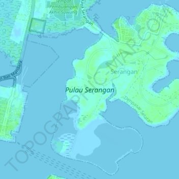 Mapa topográfico Serangan Island, altitud, relieve