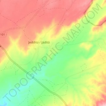 Mapa topográfico Jeddito, altitud, relieve