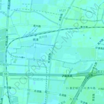 Mapa topográfico 桃浦, altitud, relieve