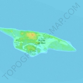 Mapa topográfico Ilha João da Nova, altitud, relieve