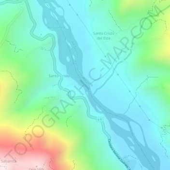 Mapa topográfico Río Guanare, altitud, relieve