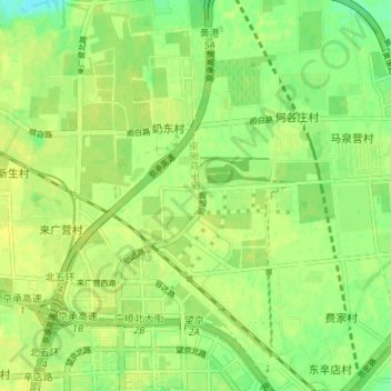 Mapa topográfico 张家坟干渠, altitud, relieve