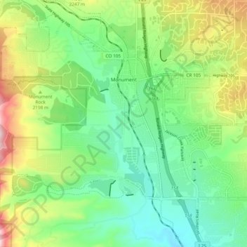 Mapa topográfico Monument, altitud, relieve