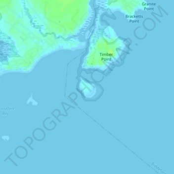 Mapa topográfico Timber Island, altitud, relieve