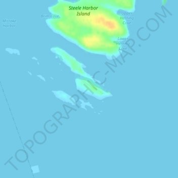 Mapa topográfico Mistake Island, altitud, relieve