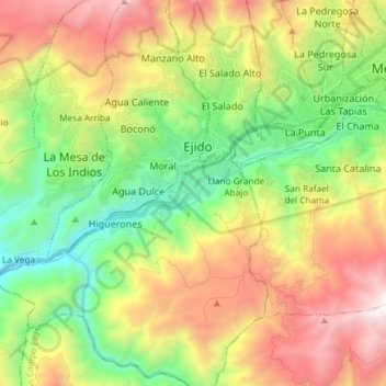 Mapa topográfico Río Chama, altitud, relieve