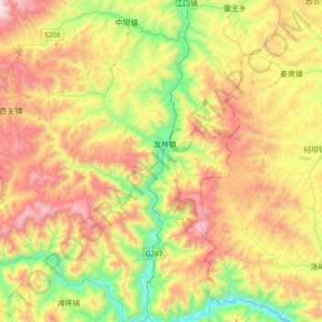 Mapa topográfico 西汉水, altitud, relieve