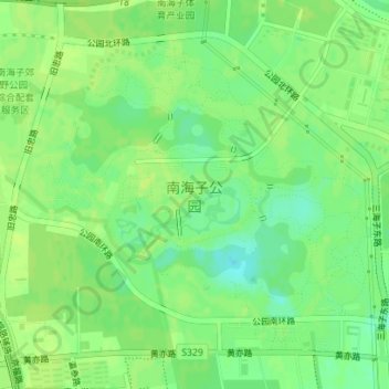 Mapa topográfico 南海子公园, altitud, relieve