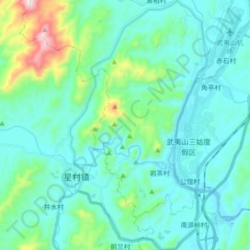 Mapa topográfico 武夷山国家级风景名胜区, altitud, relieve