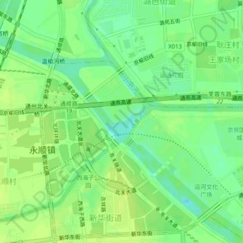 Mapa topográfico 通惠河, altitud, relieve