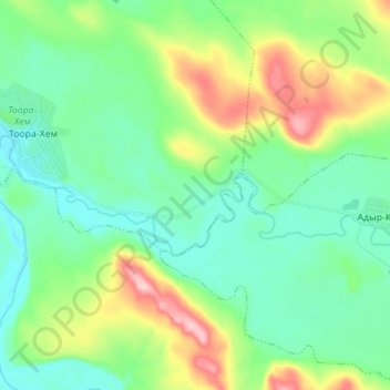 Mapa topográfico Тоора-Хем, altitud, relieve