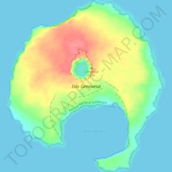 Mapa topográfico Isla Genovesa, altitud, relieve