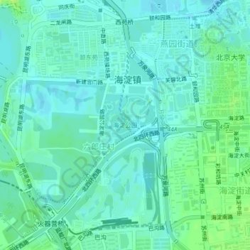 Mapa topográfico 海淀公园, altitud, relieve