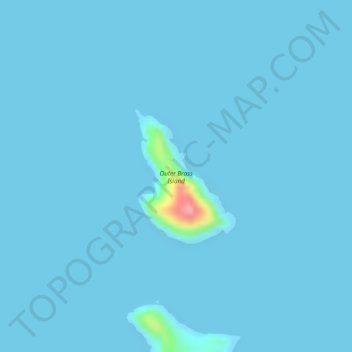 Mapa topográfico Outer Brass Island, altitud, relieve