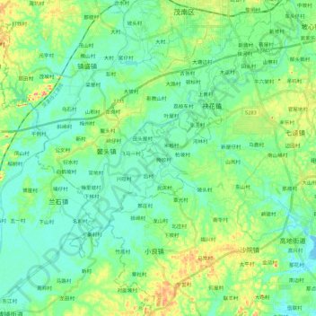 Mapa topográfico 沙琅江, altitud, relieve
