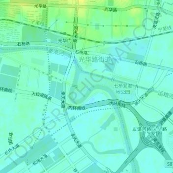 Mapa topográfico 秦淮河, altitud, relieve