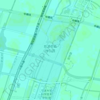 Mapa topográfico 慈溪市森林公园, altitud, relieve