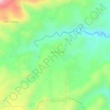 Mapa topográfico Kota Agung, altitud, relieve