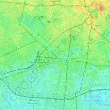Mapa topográfico Darsena, altitud, relieve