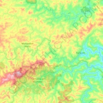 Mapa topográfico Rio do Carmo, altitud, relieve