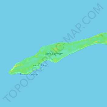 Mapa topográfico Little Cayman, altitud, relieve