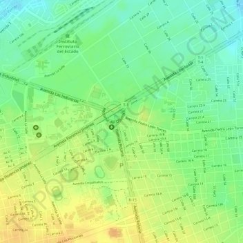 Mapa topográfico Nevado Parque Canino, altitud, relieve