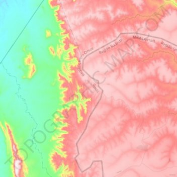 Mapa topográfico Serra Geral, altitud, relieve