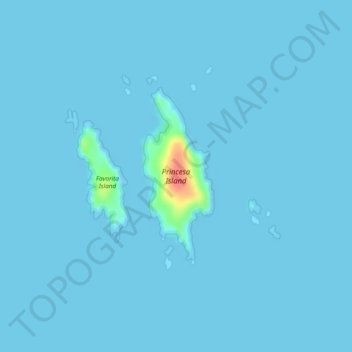 Mapa topográfico Princesa Island, altitud, relieve