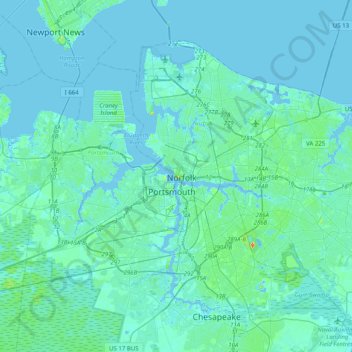 Mapa Topografico Norfolk Altitud Relieve