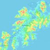 Mapa topográfico Vestvågøya, mapa de relieve, mapa de altitud
