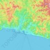 Mapa topográfico Genova, altitud, relieve